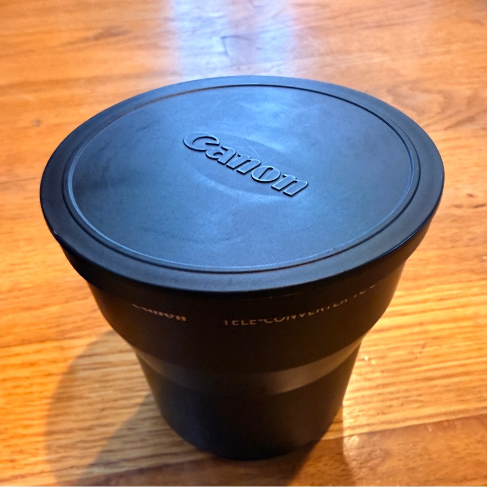 Set of Two Canon Black Teleconverter Lenses with Protective Caps